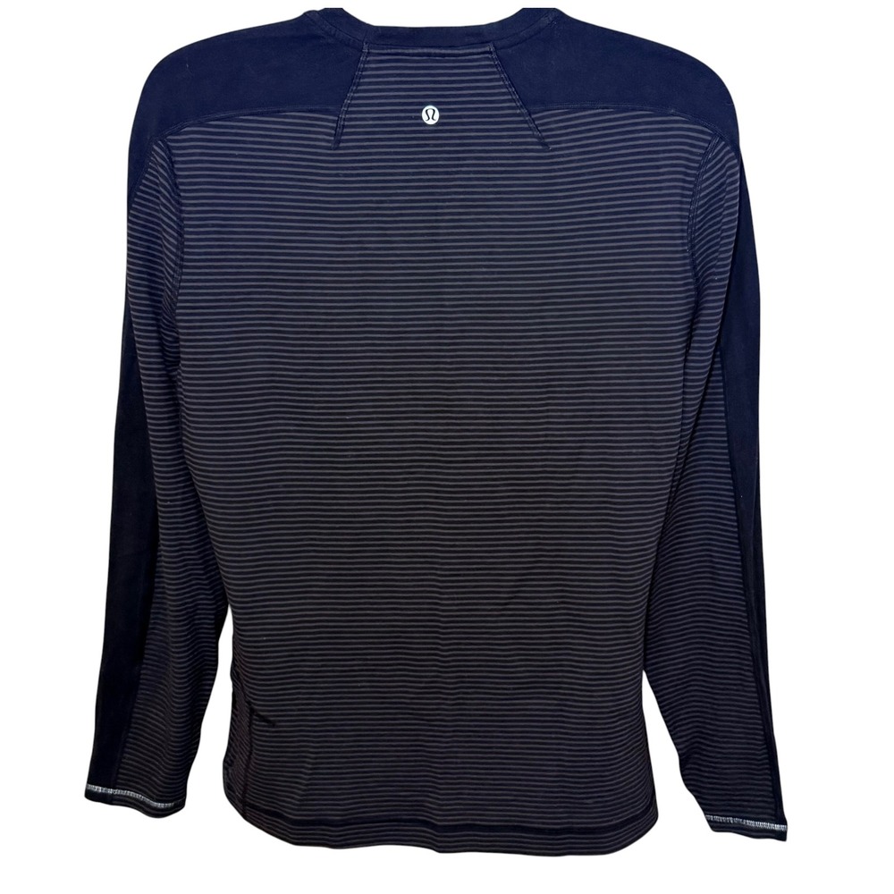 Lululemon Velocity Long Sleeve Shirt Hyper Stripe Black Grey Mens XL Athletic - Picture 2 of 8
